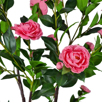 Flowering natural pink artificial camellia tree 180cm Close up of pink flower