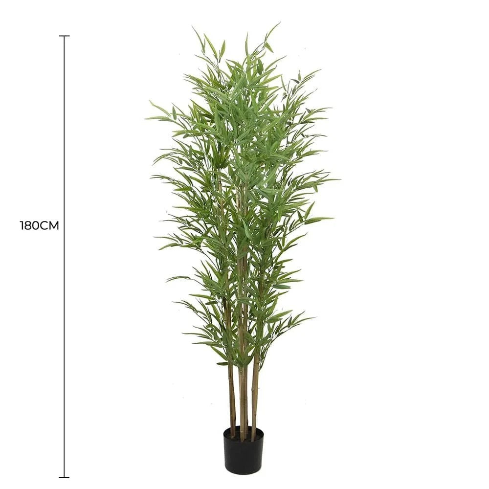 Lifelike 180cm Natural Bamboo Trunk Artificial Tree full view with measurement