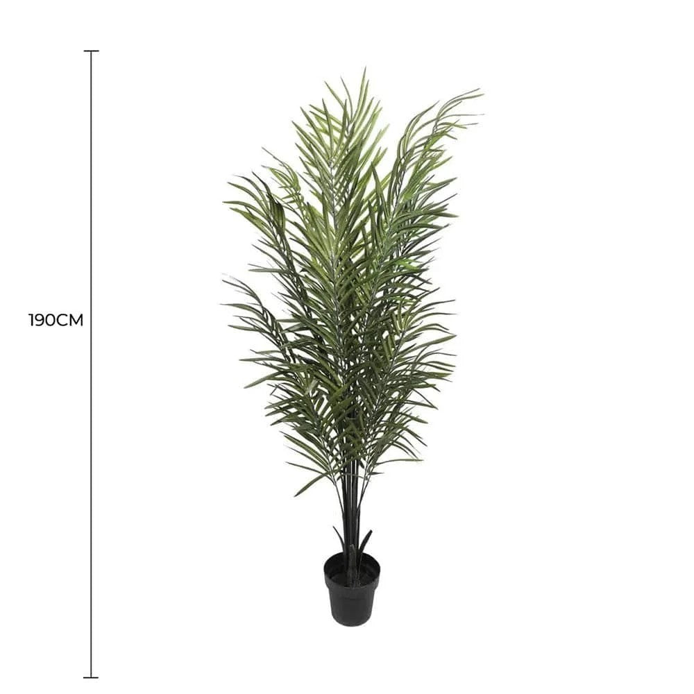  Lifelike 190cm Black Trunk Areca Artificial Palm full view with measurements