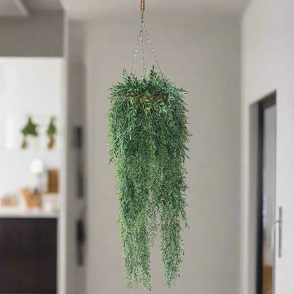 Lifelike 110cm Hanging Artificial Fern Basket UV Resistant