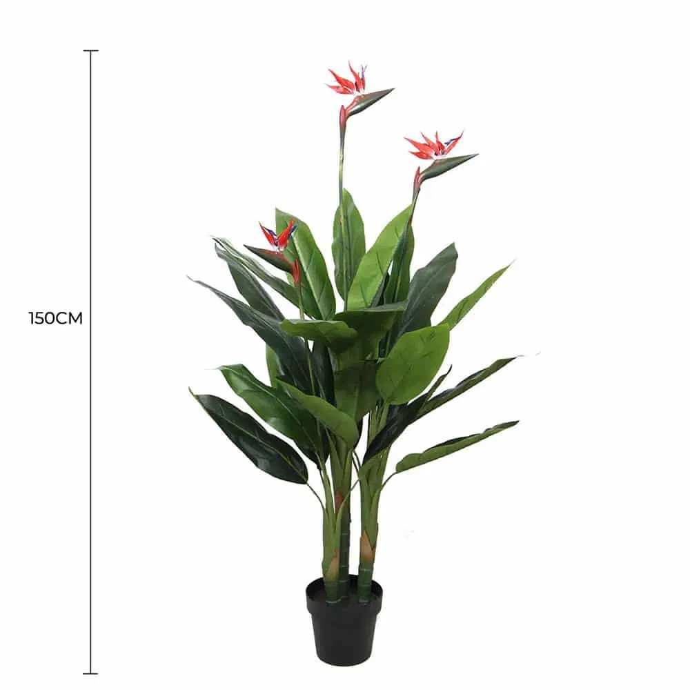 Lifelike 150cm Red Flower Artificial Bird Of Paradise