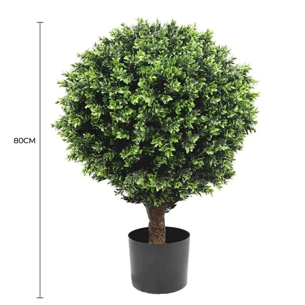  Lifelike 80cm Topiary Artificial Shrub UV Resistant full view with measurement