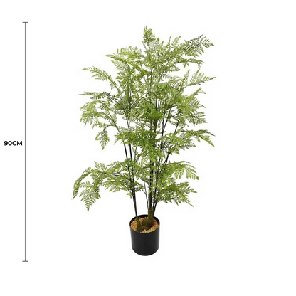 Lifelike 90cm Natural Fern Artificial Tree Full view with measurement