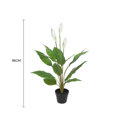 Lifelike 95cm White Artificial Peace Lily