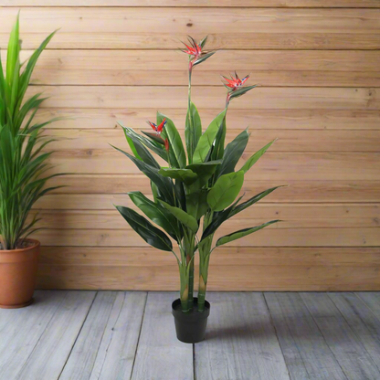 Lifelike 150cm Red Flower Artificial Bird Of Paradise