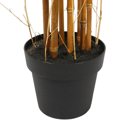 Premium Natural Cane Artificial Bamboo (UV Resistant) 180cm Black pot and base of stems