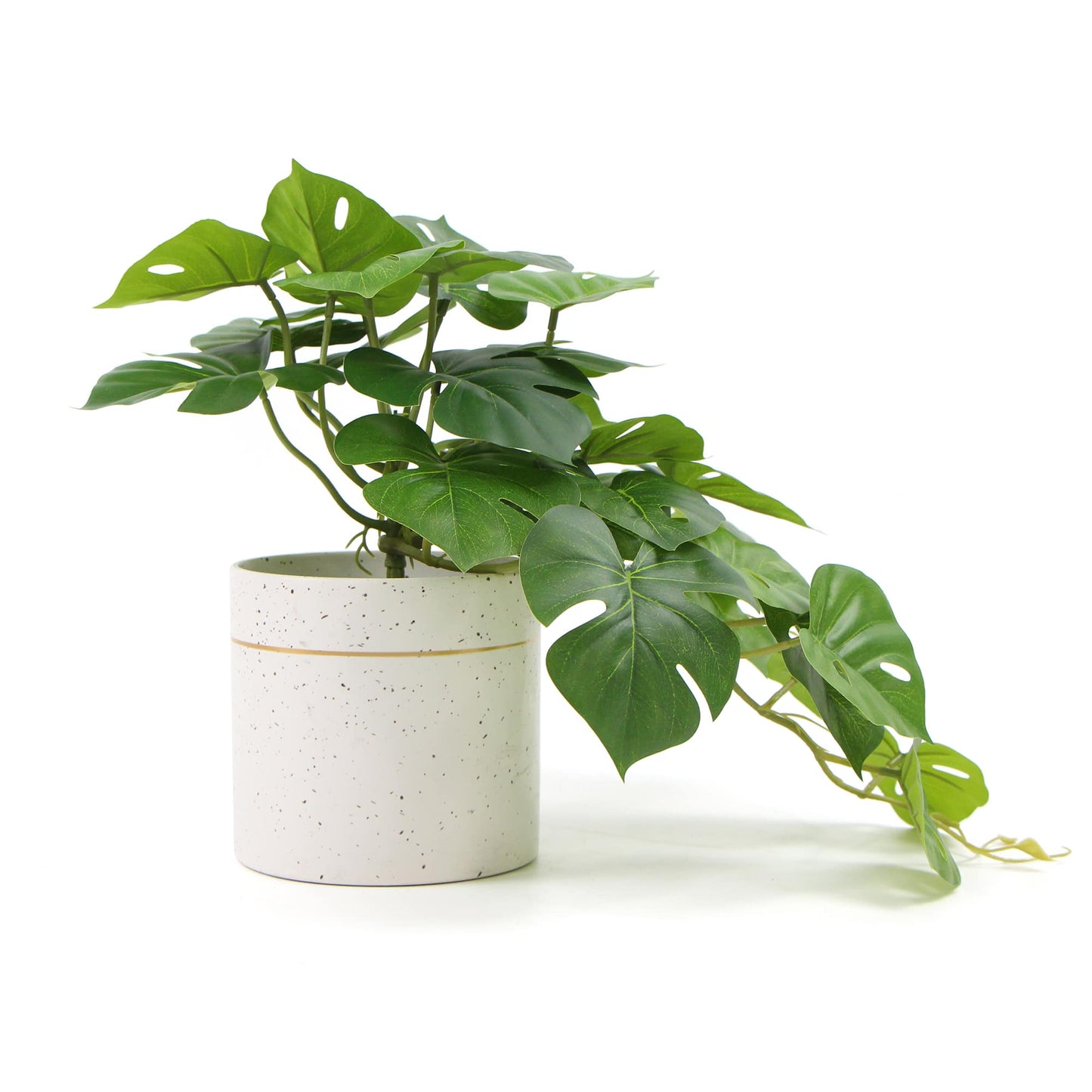 Decorative Ceramic Bowl Potted Artificial Monstera Plant 30cm side view