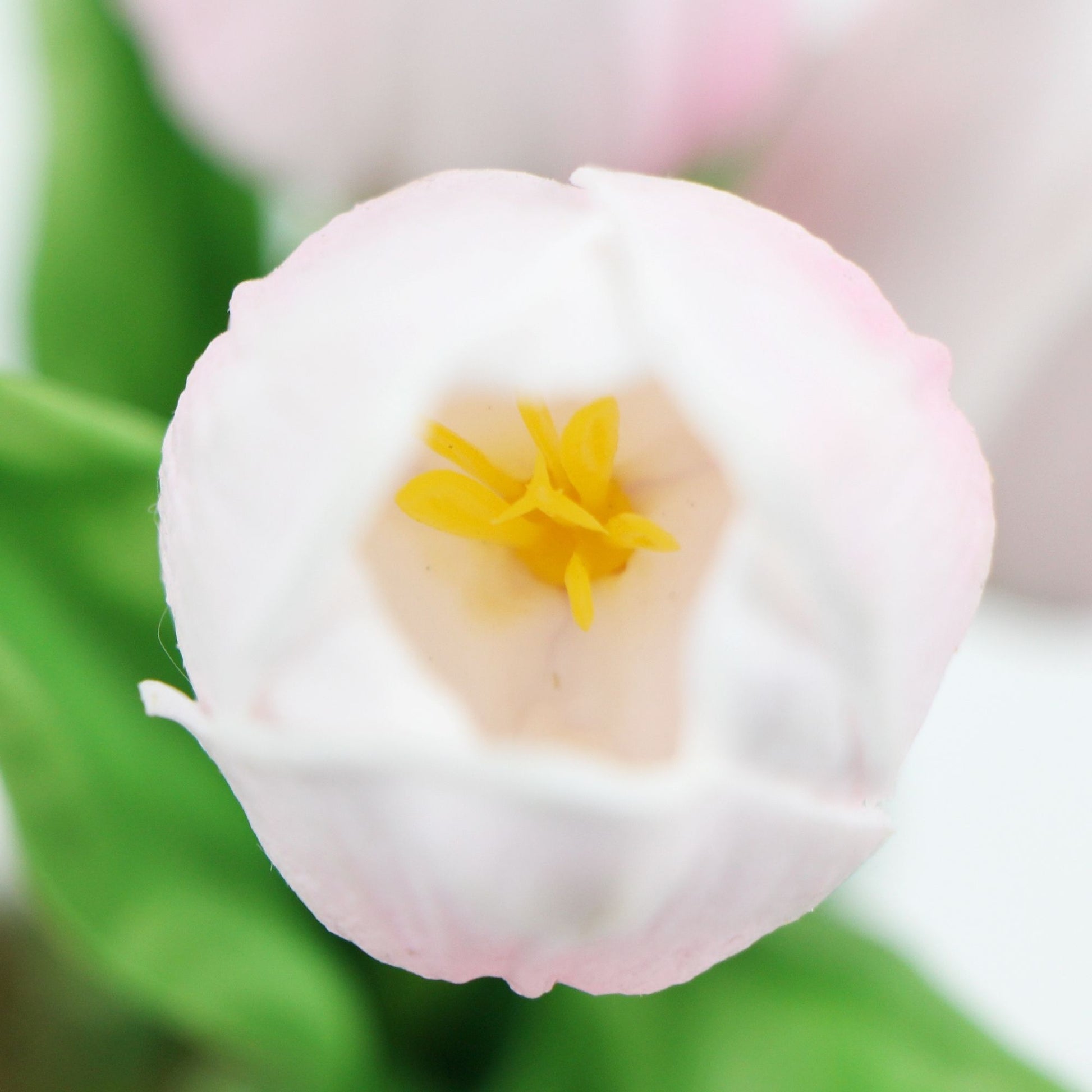 Flowering Pink Artificial Tulip Plant Arrangement With Ceramic Bowl 35cm Close up of pink flower