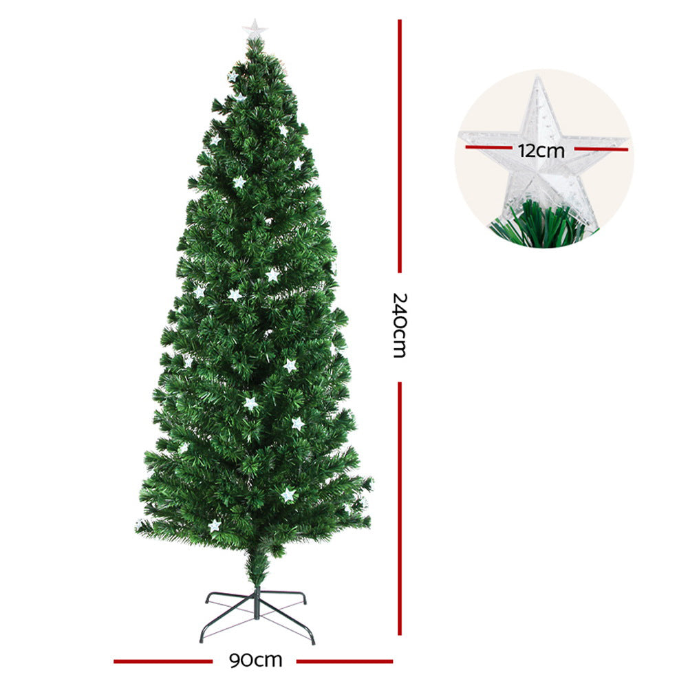 Artificial Christmas Tree 2.4m Optic Fibre LED Multi Colour