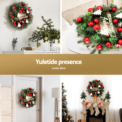 Artificial Christmas Wreath 40cm Baubles with Ornaments