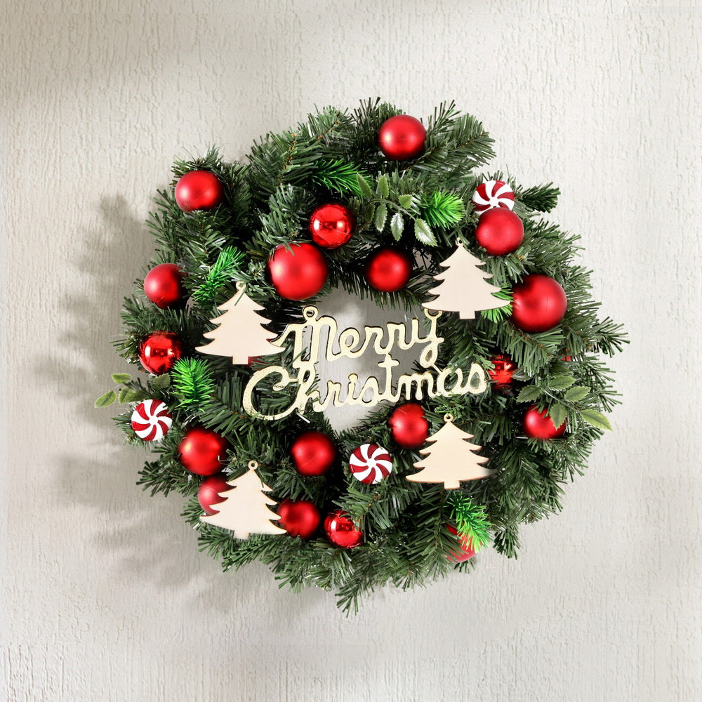 Artificial Christmas Wreath 40cm Baubles with Ornaments