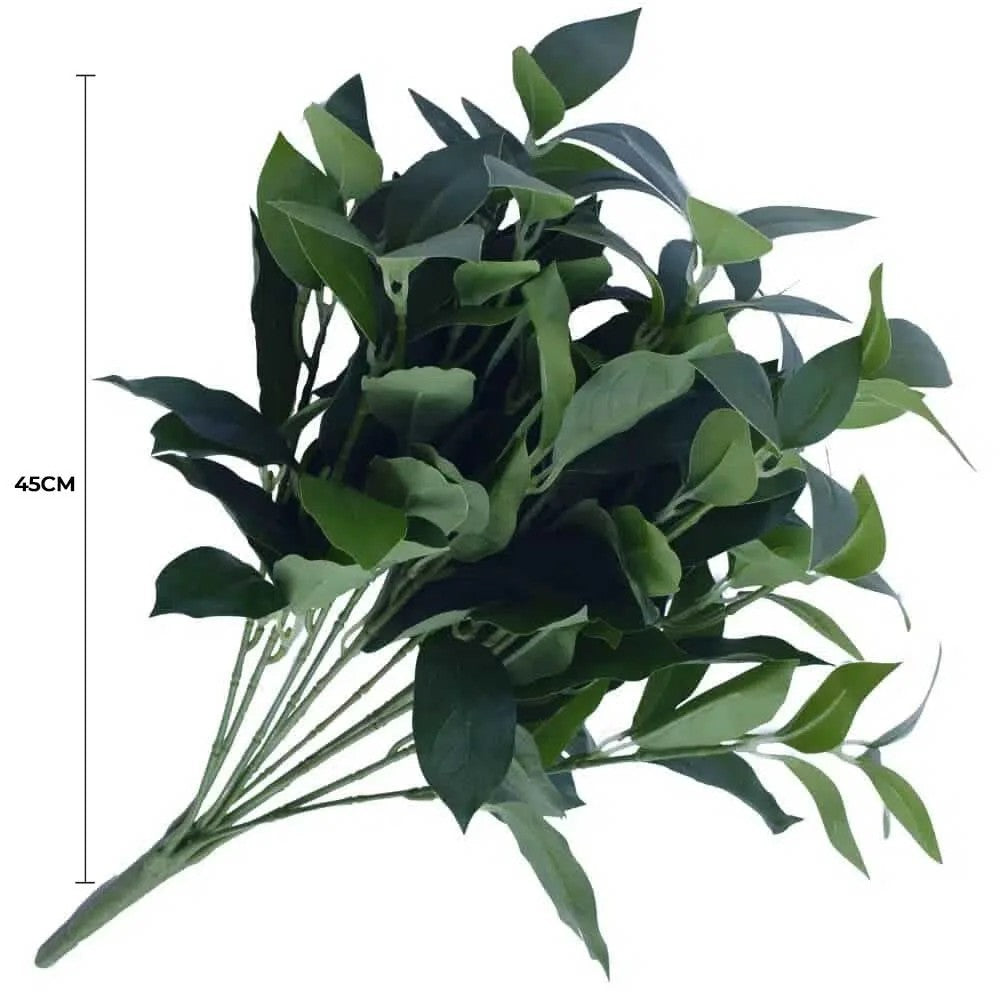  Lifelike 45cm Bayleaf Foliage Artificial Stem full view with measurements