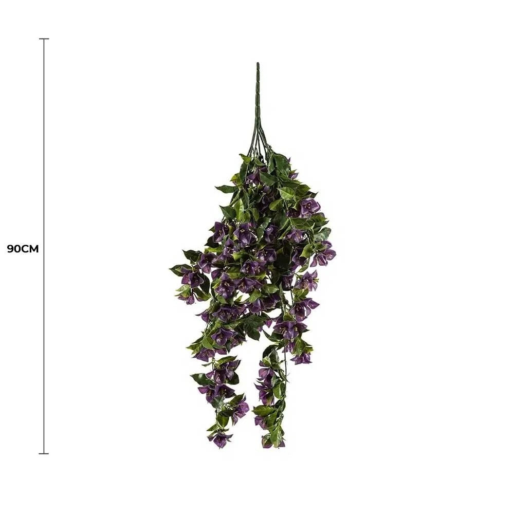 Lifelike 90cm Purple Bougainvillea Artificial Stem UV Resistant full view with measurement