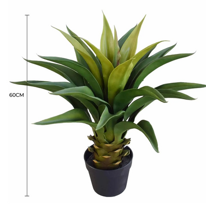 Lifelike 60cm Agave Artificial Plant Full view with measurement