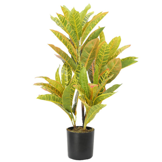 Artificial Potted Flaming Zebra (Codiaeum variegatum / crotons) 55cm Full view