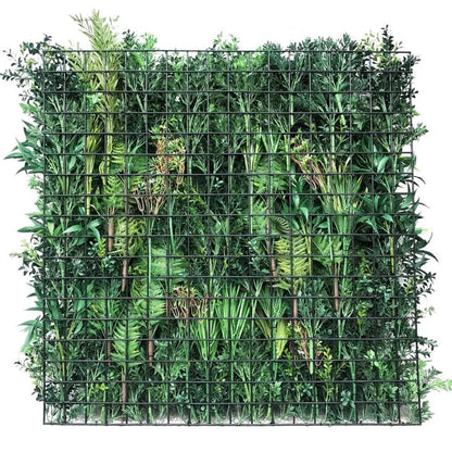 Lifelike Green Forest Artificial Vertical Green Wall UV Resistant 100cm X 100cm Full view of back grid