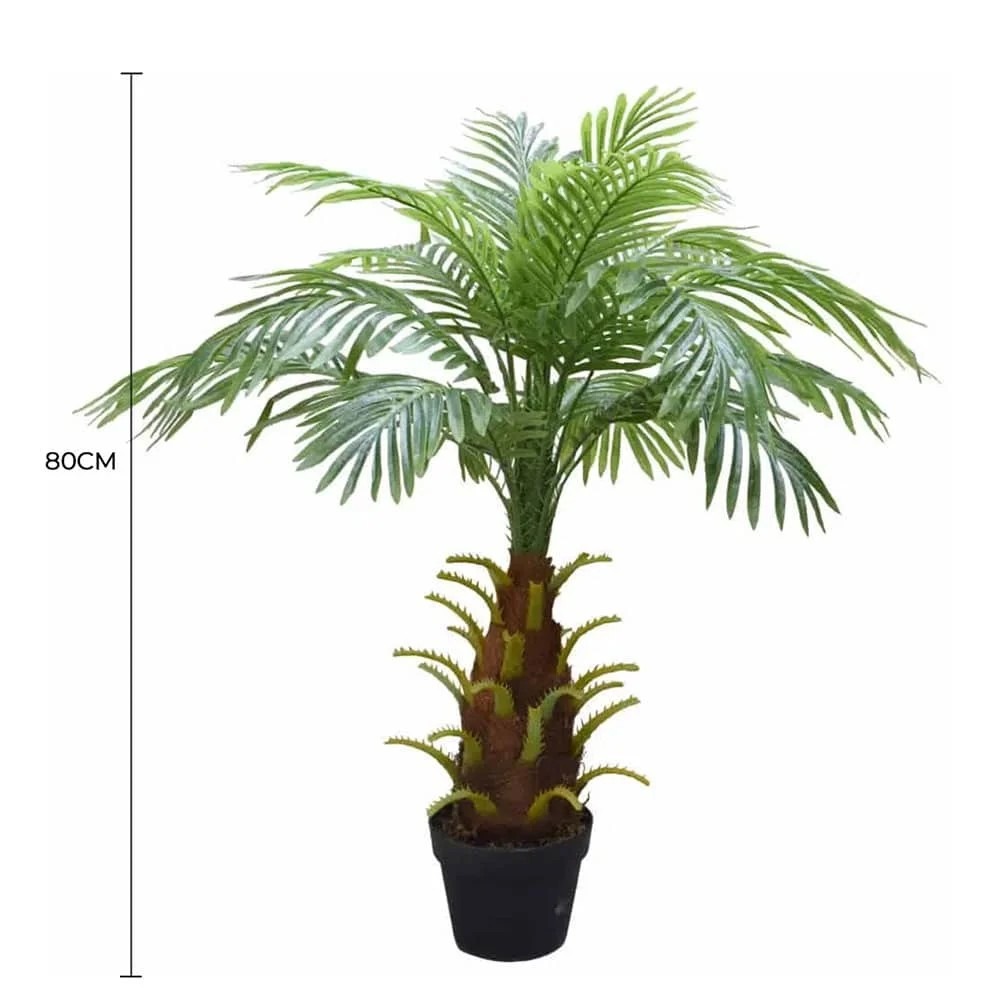 Lifelike 80cm Potted Phoenix Artificial Palm Full view with measurement