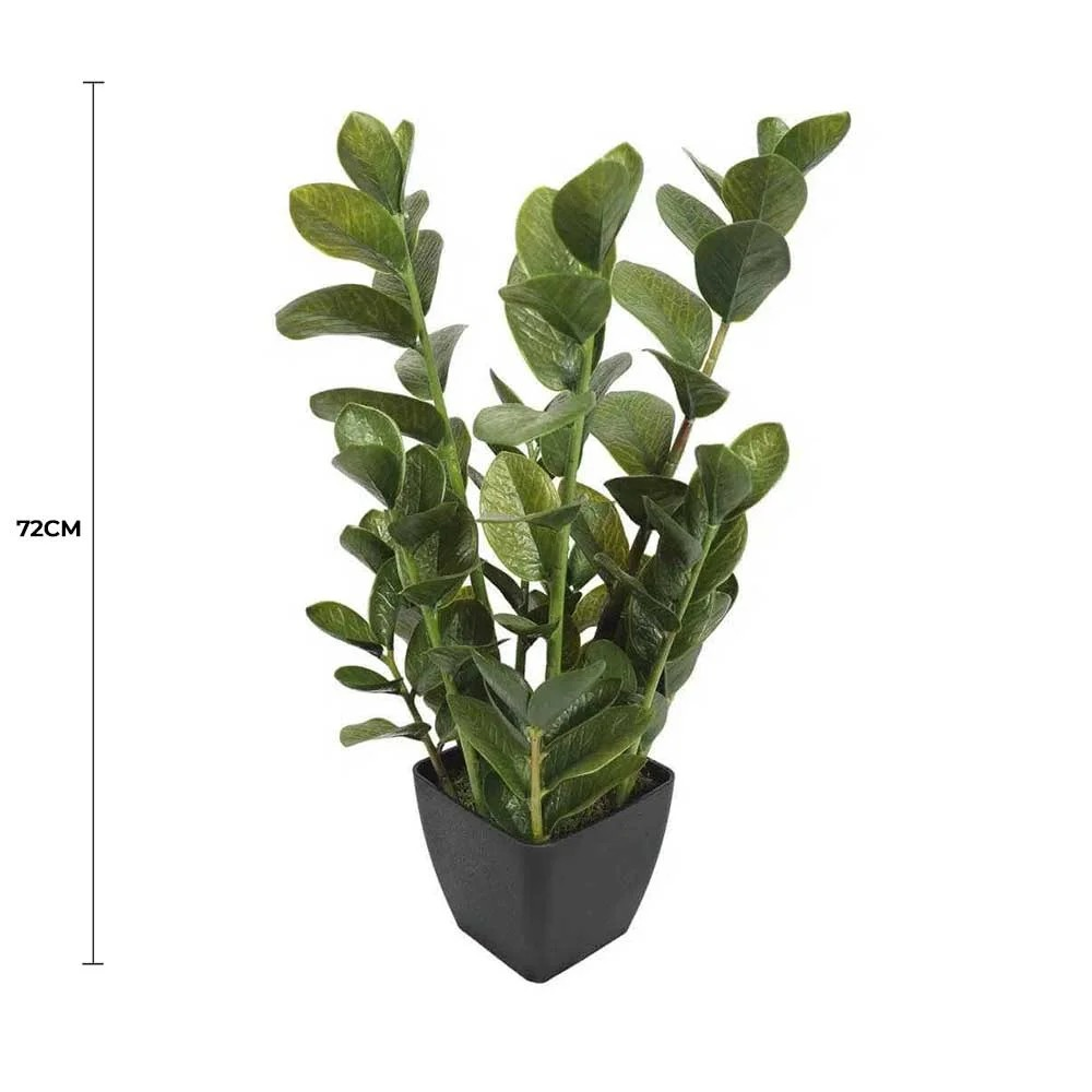  Lifelike 72cm Multi Stem Zanzibar Artificial Plant in Decorative Pot full view with measurement