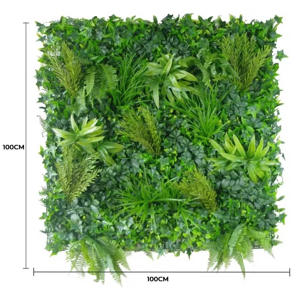  Lifelike Native Tea Tree Artificial Vertical Green Wall UV Resistant 100cm x 100cm Full view with measurement