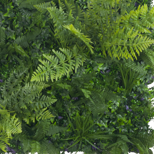 Lifelike Jungle Fern Artificial Vertical Green Wall UV Resistant 100cm x 100cm Close up of green wall