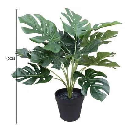 Lifelike 40cm Split Philodendron Artificial Monstera  full view with measurement