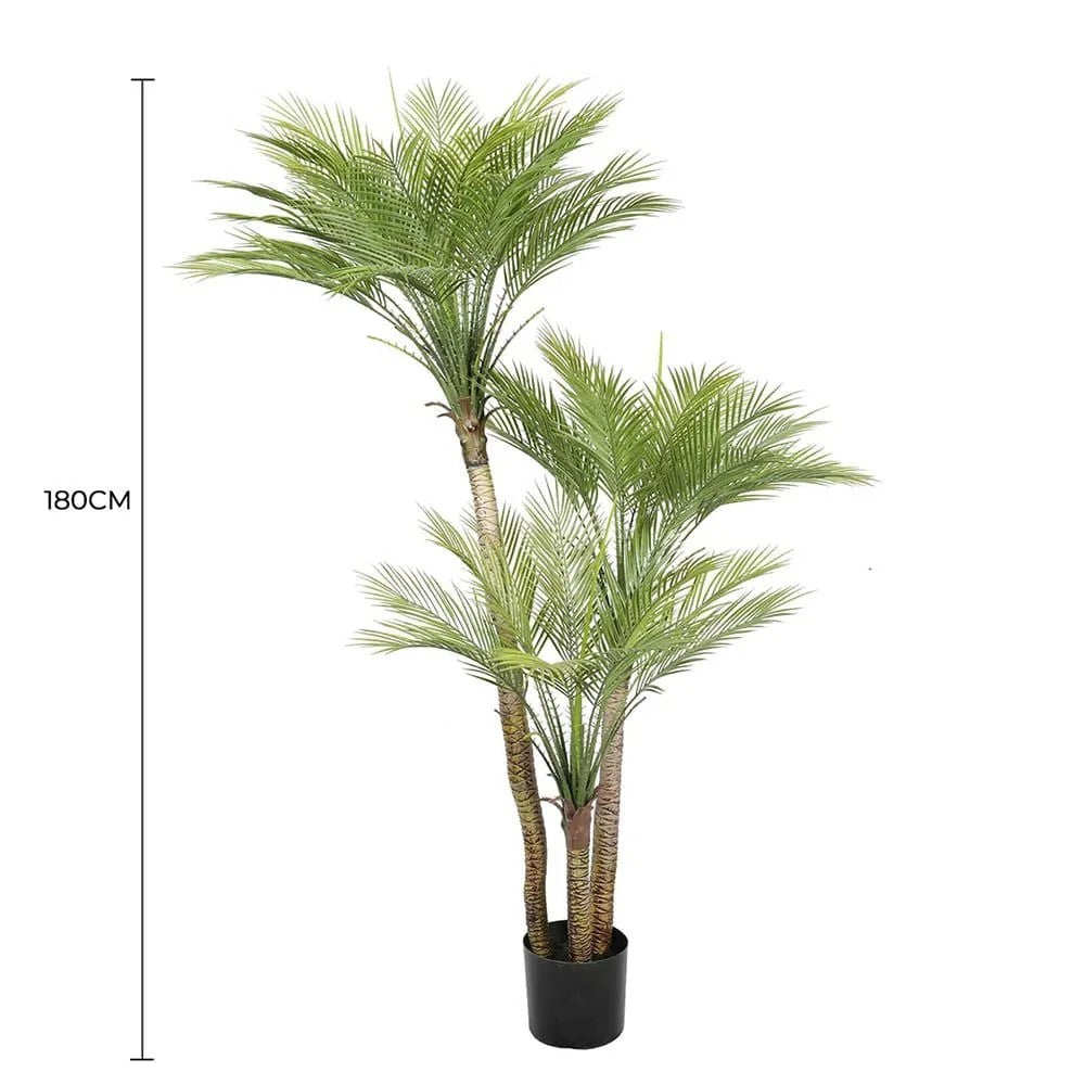  Artificial Parlour Palm Tree 180cm Multi Trunk UV Resistant Full view with measurement