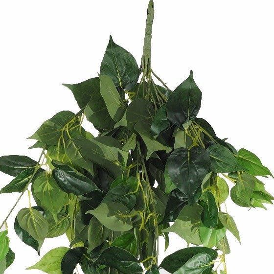 100cm Philodendron Artificial Hanging Bush UV Stem top view of stem and leaves