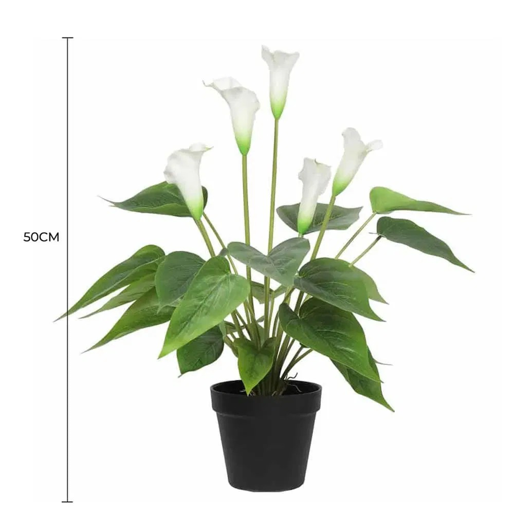 Lifelike 50cm White Flowering Artificial Calla Peace Lily