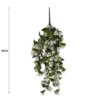 Lifelike 90cm White Bougainvillea Artificial Stem UV Resistant full view with measurement