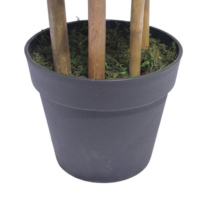 Natural Bamboo Trunk (Real Touch Leaves) 180cm Black pot and base of trunks 