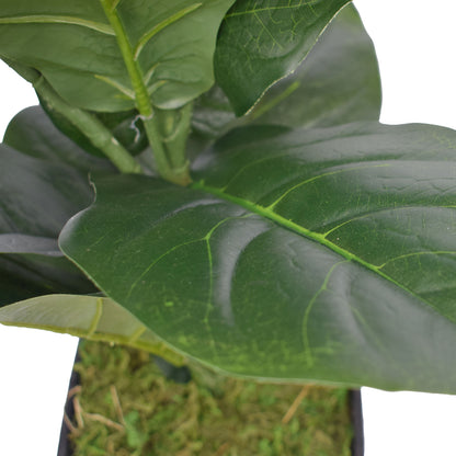 Lifelike 70cm Fiddle Leaf Fig Artificial Tree in Decorative Pot Close up of leaves