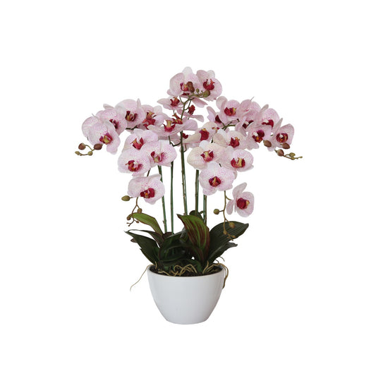 Lifelike 66cm Pink Multi Stem Butterfly Artificial Orchid in Decorative Pot Full view